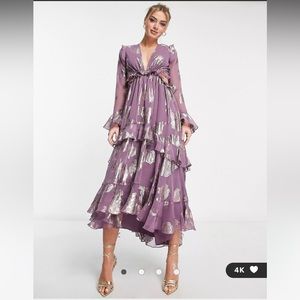 Ruffle floral midi dress